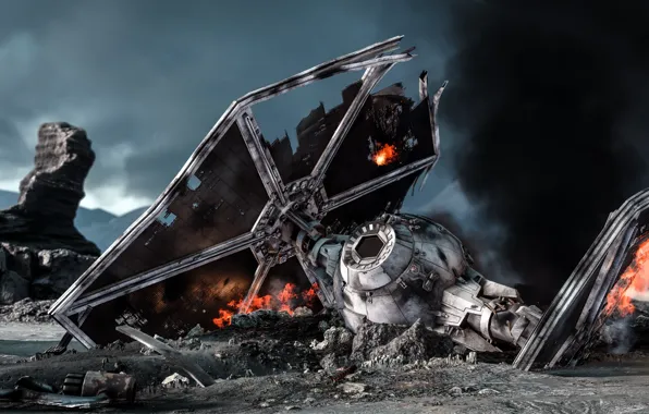 Игры, разрушенный, Electronic Arts, DICE, TIE-Fighter, star wars battlefront, Sullust, Салласт