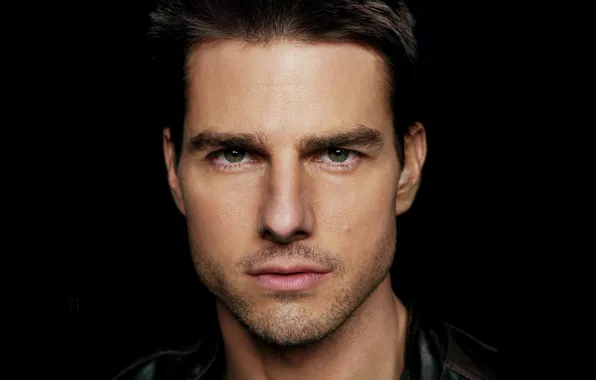 Взгляд, портрет, черный фон, актёр, Том Круз, Tom Cruise