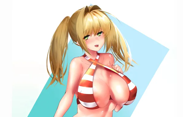 Girl, sexy, cleavage, long hair, boobs, anime, beautiful, pretty