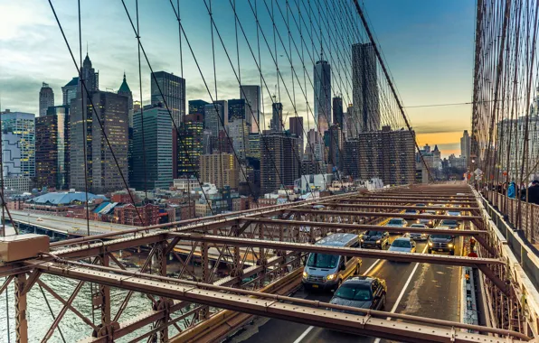 Картинка США, Бруклинский мост, Манхэттен, Brooklyn Bridge