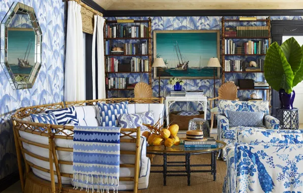 Дизайн, стиль, интерьер, картина, библиотека, Голубая гостиная, by Liz Strong interior design, Beautiful living room