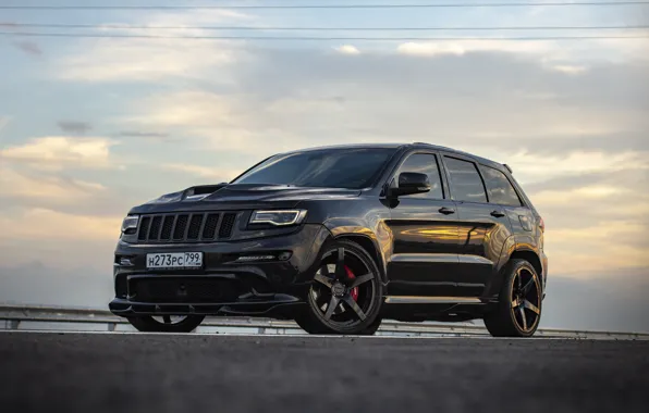 Дорога, закат, srt, road, srt8, jeep, jeep grand cherokee, jeeper