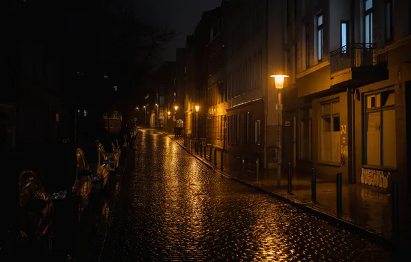 Ночь, город, улица, фонари