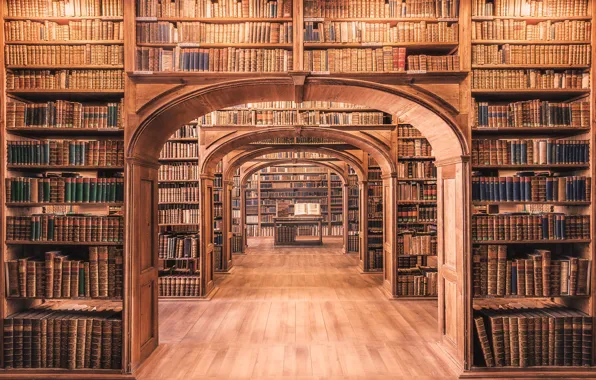 Картинка wood, books, library