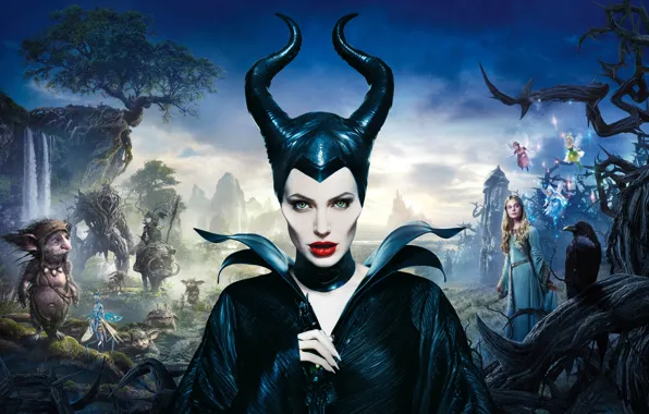Картинка Angelina Jolie, Movie, Maleficent, Elle Fanning, Brenton Thwaites