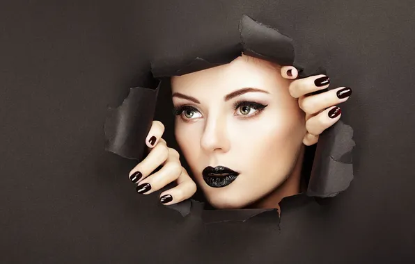 Лицо, блондинка, концепт, черный фон, прорыв, black, красивая девушка, beauty