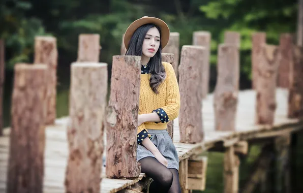 Девушка, фон, азиатка