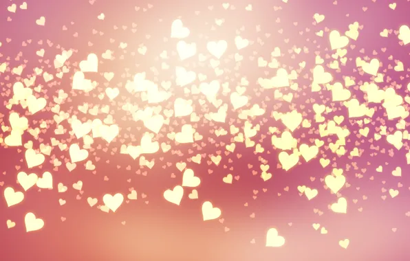 Сердечки, love, pink, background, romantic, hearts, bokeh, Valentine's Day