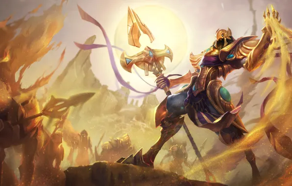 Fantasy, Art, Sun, Sand, League of Legends, Illustration, LoL, Spear