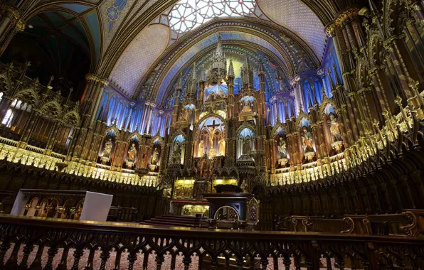 Канада, церковь, религия, алтарь, Собор Монреальской Богоматери, Базилика Нотр-Дам де Монреаль