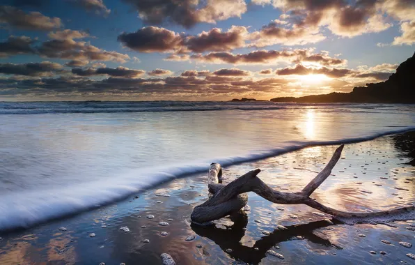 Море, закат, берег