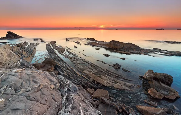 Море, небо, пейзаж, закат, природа, камни, берег, побережье