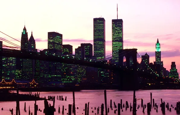 Картинка город, река, new york