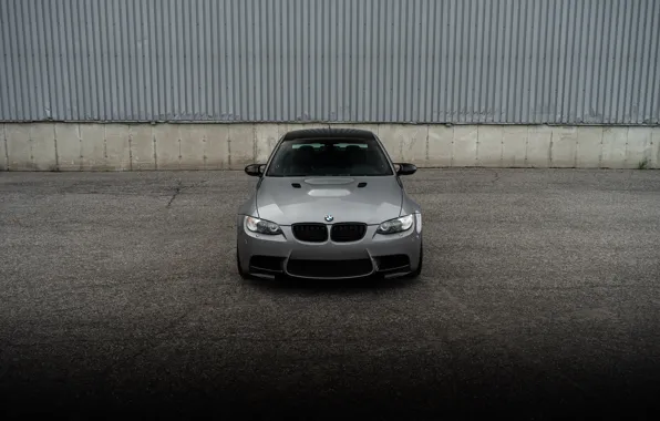 Картинка BMW, Wall, Front, E92, Face, Silver, Sight