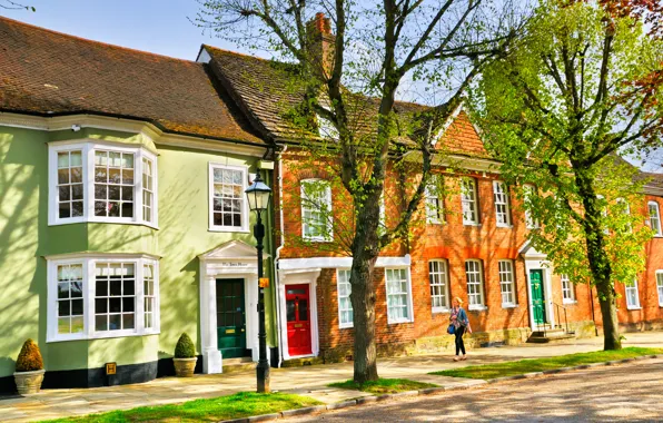 Лето, город, улица, England, West Sussex, Horsham