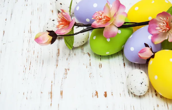 Цветы, яйца, весна, colorful, Пасха, happy, wood, pink