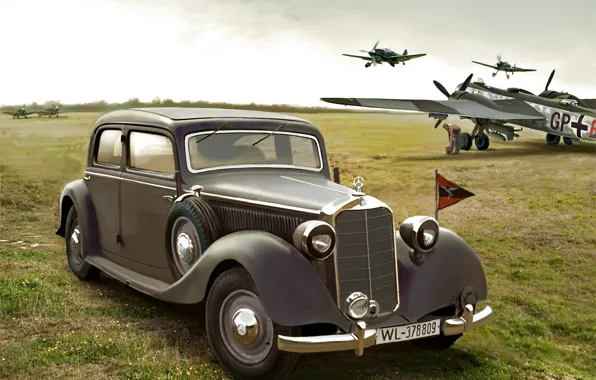 Аэродром, Bf.109, Люфтваффе, Saloon, штабная машина, W142, Typ 320, He.177