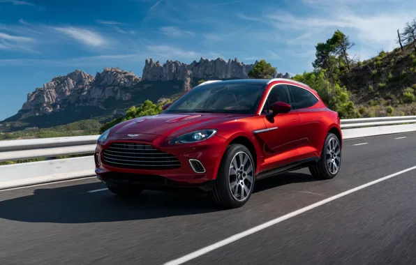 Дорога, красный, внедорожник, Астон Мартин, кроссовер, Aston Martin DBX