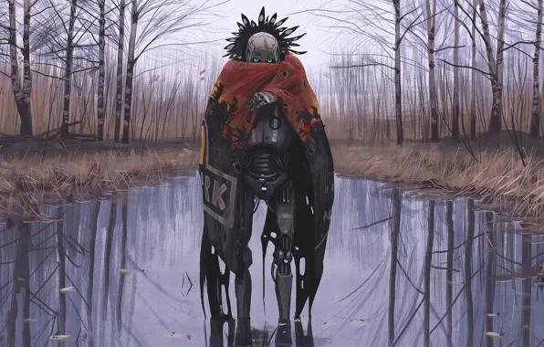 Вода, деревья, существо, vagrant fish