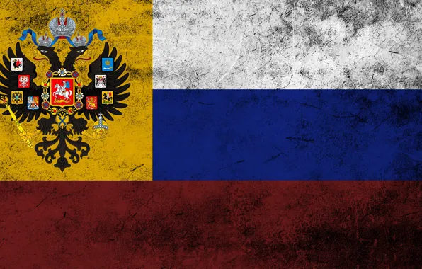 Картинка орел, флаг, герб, россия, триколор, бетон, российская империя, двухглавый орел