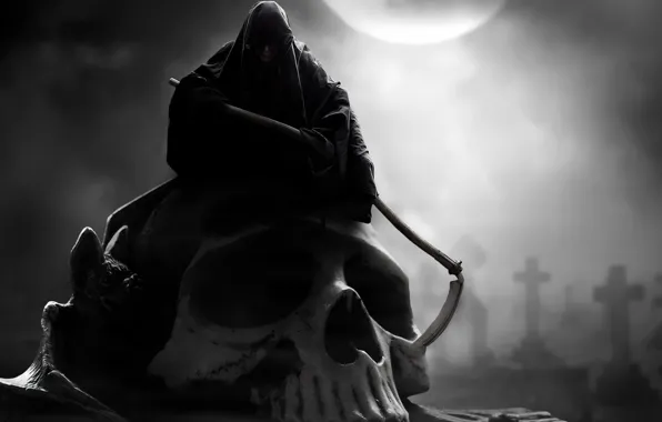 Картинка skull, fantasy, reaper, scythe