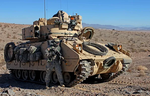 Картинка USA, США, военная техника, M2 Bradley, боевая машина пехоты, содлат, M2 «Брэдли»