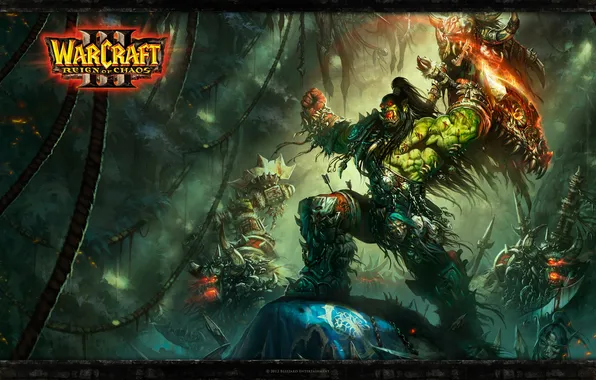 Картинка Warcraft, воины, орки, Громмаш, Гром Задира, клан Песни Войны