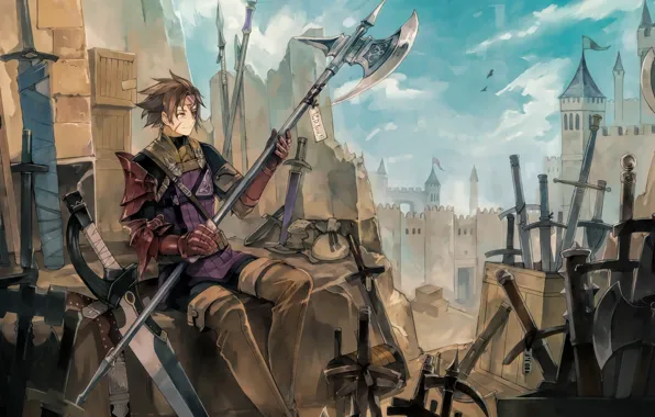 Axe, game, weapon, anime, Chain Chronicle, Chain Chronicle Haecceitas no Hikari