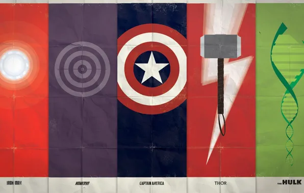 Картинка символы, Iron Man, Captain America, Thor, Marvel Comics, The Avengers, Hawkeye, The Hulk