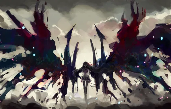 Anime, wings, Mahou Shoujo Madoka Magica, Puella Magi Madoka Magica, japonese, bokemono