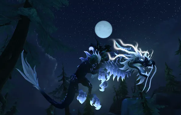 Картинка WoW, Mount, Mist of Pandaria, World of WarCraft, Heavenly Onyx Cloud Serpent, Reins of the …