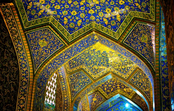Картинка узор, краски, архитектура, Иран, Исфахан, мечеть Имама