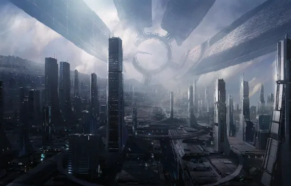Картинка космос, станция, Mass Effect 2, Цитадель