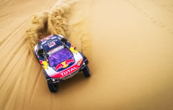 Песок, Авто, Спорт, Скорость, Гонка, Peugeot, Red Bull, Rally