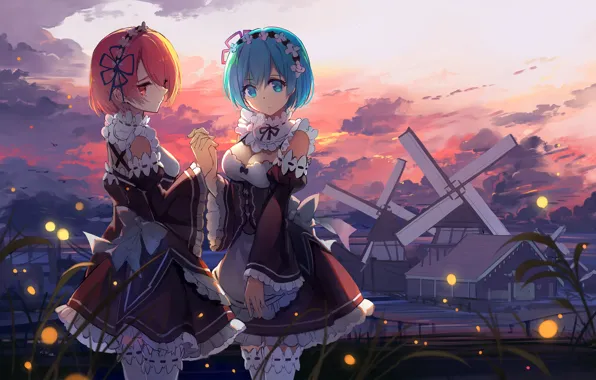 Девушки, сёстры, Рем, Рам, re:zero kara hajimeru isekai seikatsu