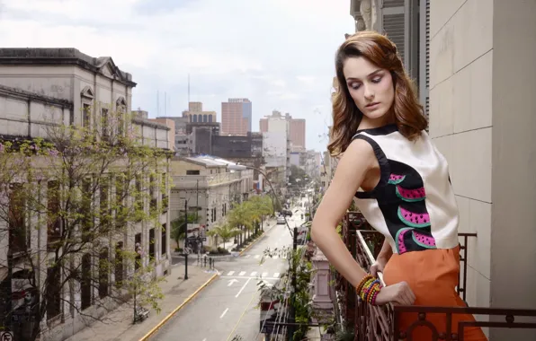 City, house, women, clothing, balcony