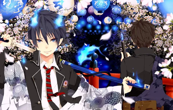 Аниме, арт, парень, Ao no Exorcist, Рин, Синий Экзорцист