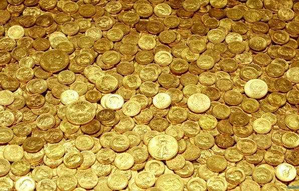Жёлтый, золото, деньги, монеты