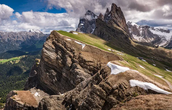 Grass, mountains, mountain range