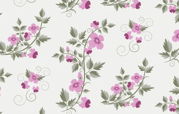 Картинка vector, текстура, retro, with, flowers, pattern, floral