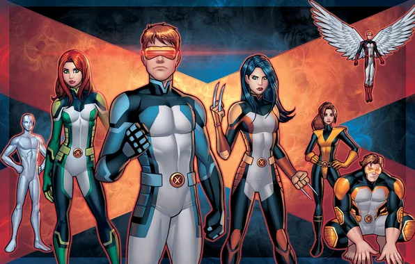 Картинка X-Men, marvel, Beast, Iceman, Archangel, X-23, Shadowcat, Jean Grey