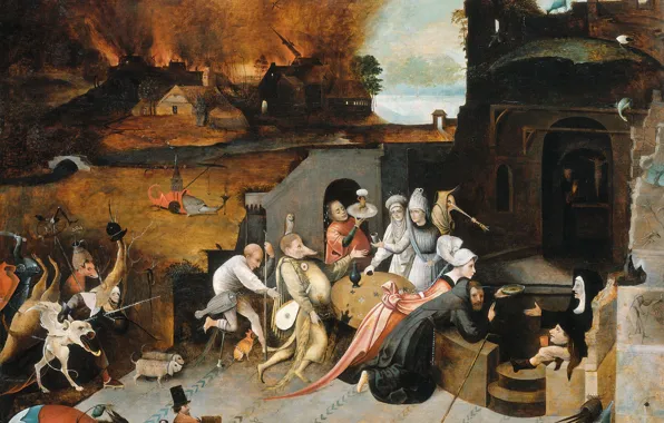 Картина, Иероним Босх, мифология, Искушение Святого Антония Отшельника