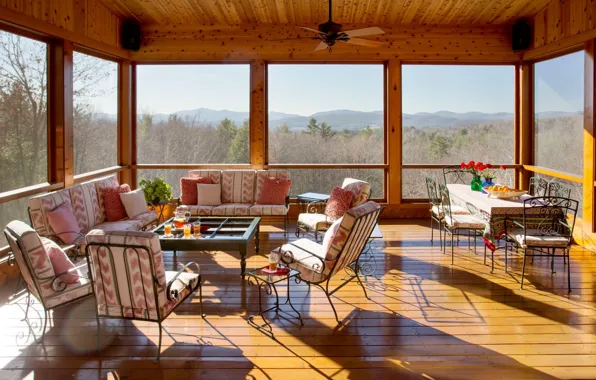 Мебель, интерьер, веранда, гостиная, Vermont, farmhouse