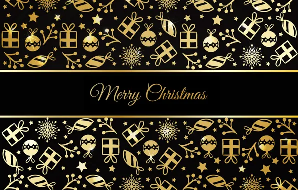 Картинка украшения, золото, узор, Новый Год, Рождество, golden, черный фон, Christmas