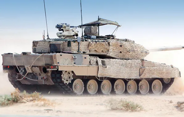 Камуфляж, ФРГ, немецкий основной боевой танк, Leopard 2А7, цифровая башня, улучшена противоминная защита