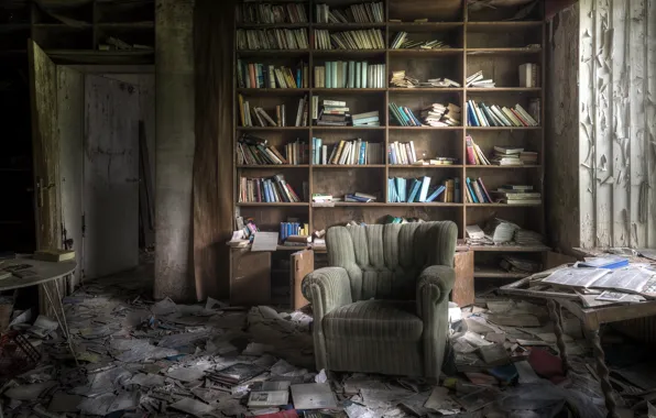 Комната, книги, кресло