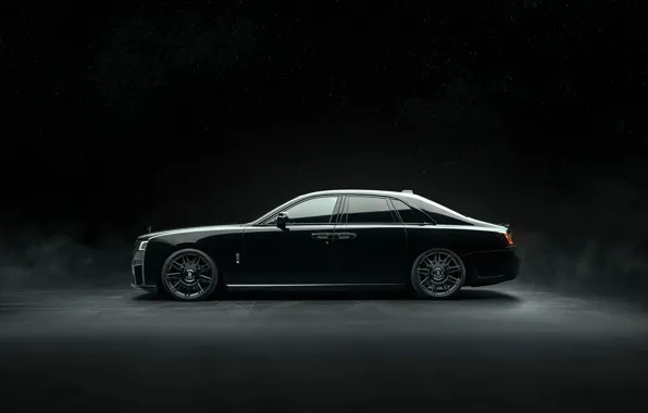 Картинка Rolls-Royce, Ghost, автомобиль, вид сбоку, Rolls-Royce Black Badge Ghost