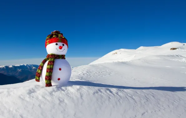 Зима, снег, Новый Год, Рождество, снеговик, happy, Christmas, winter