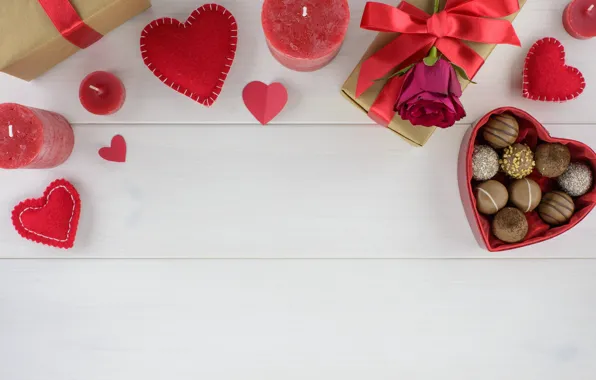 Подарок, шоколад, розы, конфеты, сердечки, красные, red, love