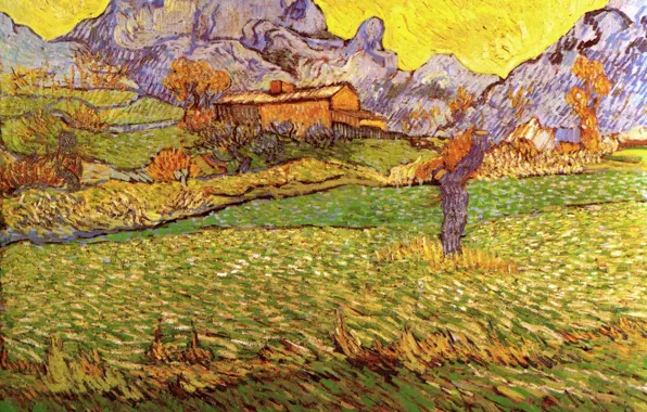 Картинка Винсент ван Гог, Saint Remy, A Meadow in the Mountains Le Mas de Saint-Paul